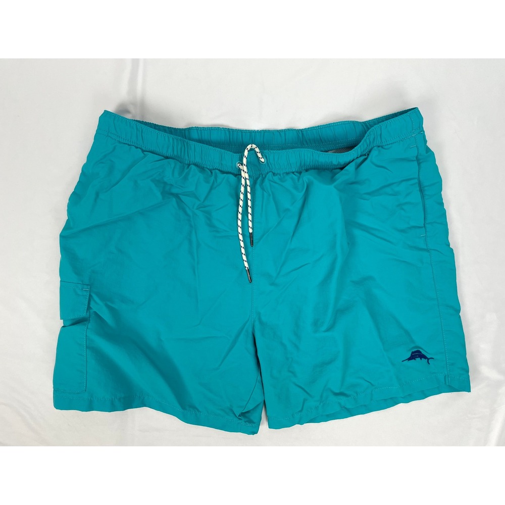 Tommy Bahama Men XL Swim Trunks Shorts Solid Blue Teal Pool Vacation‎ Beach